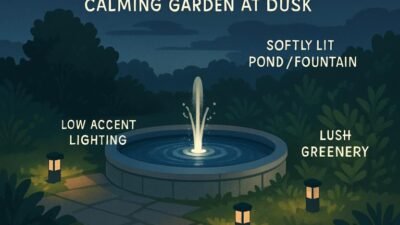 enhancing outdoor spaces through thoughtful water and light balance